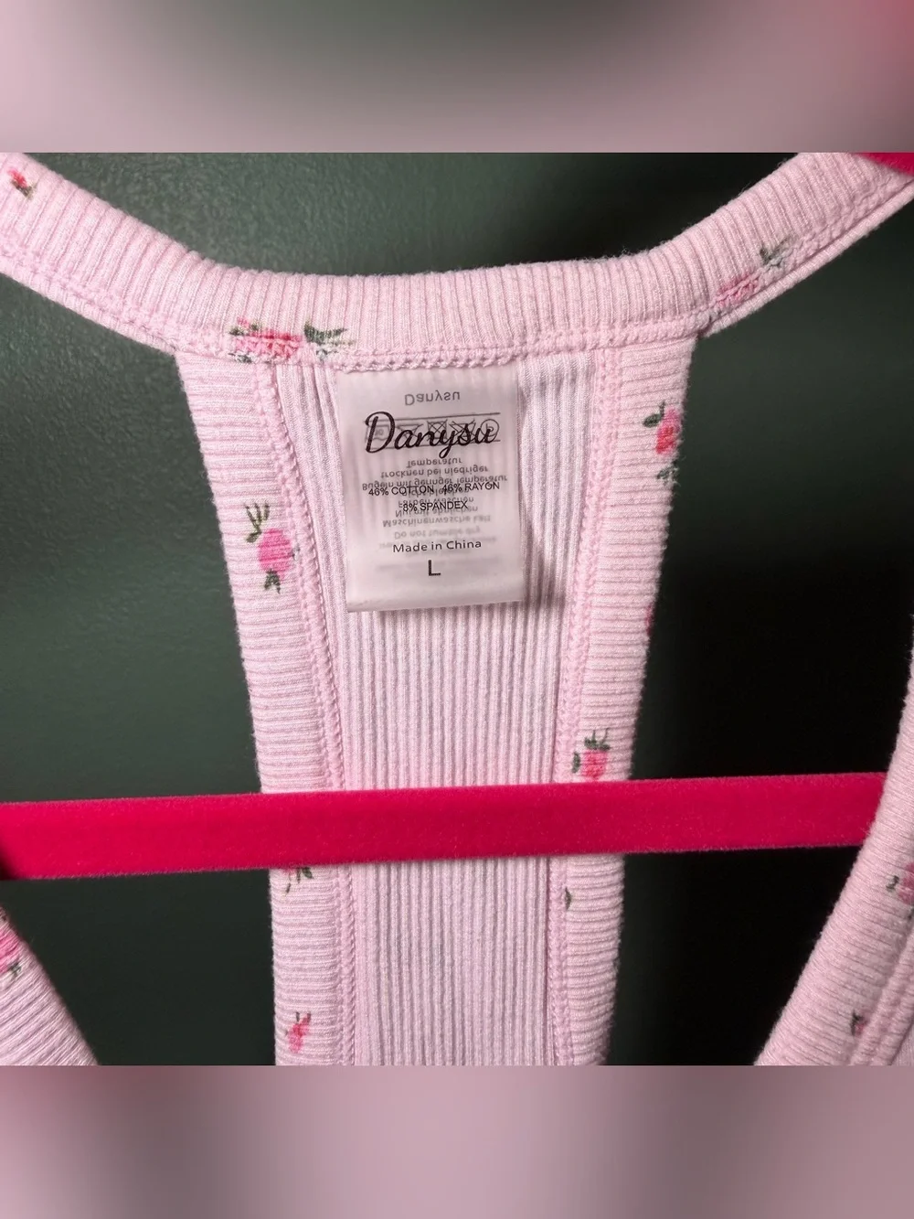 Pink Floral Ribbed Racerback Tank Top - Picture 3 of 5